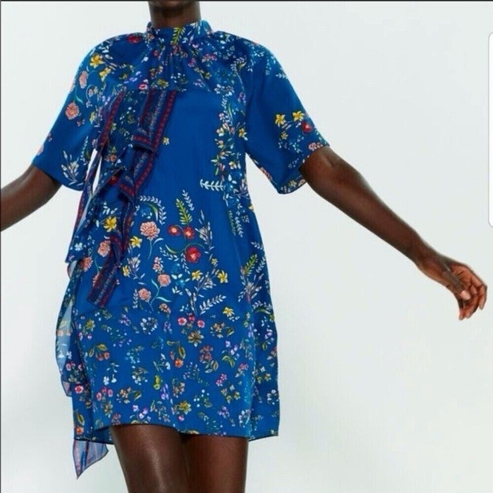 Desigual Florence Blue Floral Smock Dress (107)